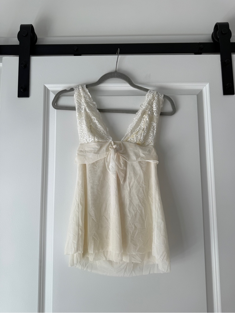 Victoria's Secret Ivory Lace-Trim Babydoll Chemise